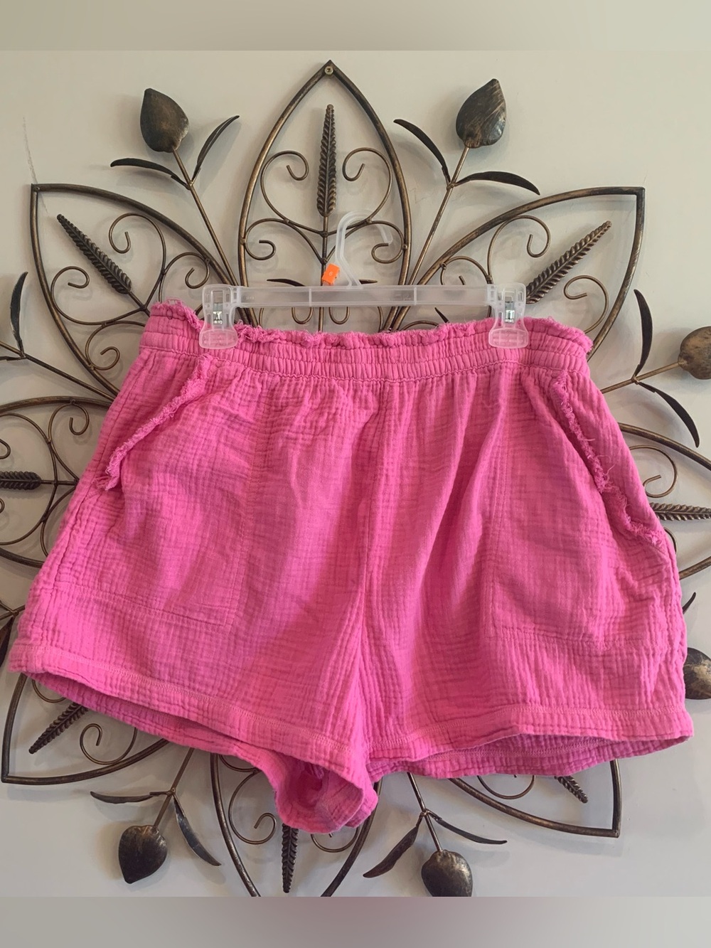 Aerie 100% Cotton Bright Pink Casual Elastic Waist Shorts